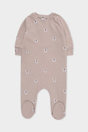 Комбинезон(Осень-Зима)+baby (темно-бежевый, мини слоники)