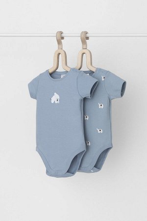 Полукомбинезон(Осень-Зима)+baby (пыльно-синий, мини слоники)