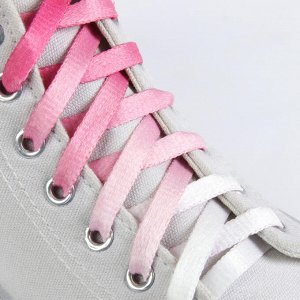 Шнурки для обуви плоские «Амбре» 8 мм, 100 см, пара, цвет розовый/белый