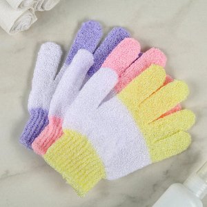 Мочалка-перчатка массажная полосатая, цвет МИКС