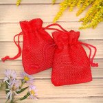 Мешочек подарочный &quot;Льняной&quot; 7*9, цвет ярко-красный