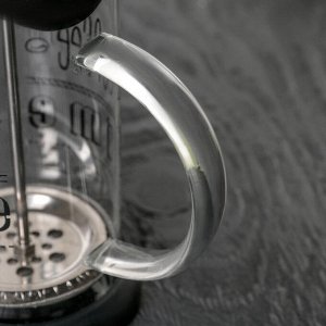 Чайник заварочный френч - пресс «Келли», 350 мл, стекло, цвет чёрный, рисунок МИКС