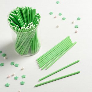 Палочки для кейк-попсов, 10x0,3 см, 100 шт, цвет зелёный