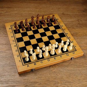 Настольная игра 3 в 1 "Король": нарды, шахматы, шашки, доска и фигуры дерево 39х39 см