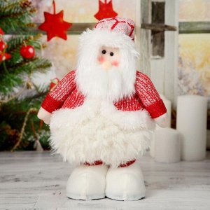 Мягкая игрушка "Дед Мороз в пышной шубе" 19*55 см (в сложенном виде 37 см), красно-белый