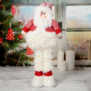 Мягкая игрушка "Дед Мороз в пышной шубе" 19*55 см (в сложенном виде 37 см), красно-белый