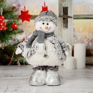 Мягкая игрушка "Снеговик с шарфом" 19*55 см (в сложенном виде 37 см) серый