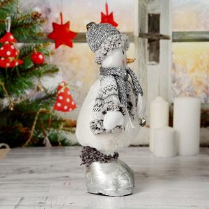 Мягкая игрушка "Снеговик с шарфом" 19*55 см (в сложенном виде 37 см) серый