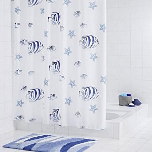 Штора для ванной комнаты Skalar, цвет синий/голубой 180х200 см