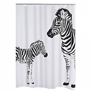 Штора для ванных комнат Zebra, цвет белый/черный, 180х200 см