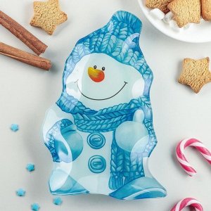 Блюдо сервировочное «Снеговик в голубом», 22х15х2 см