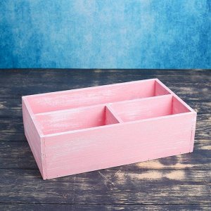 Ящик деревянный 34.5x20.5x10 см подарочный комодик, розовая кисть