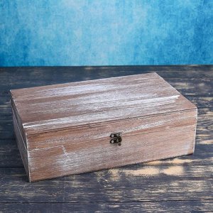 Подарочный ящик 34*21.5*10.5 см деревянный 3 отдела, с закрывающейся крышкой, брашированный