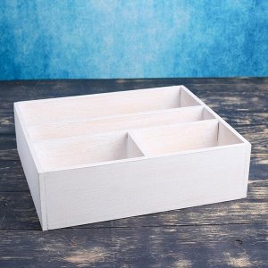 Ящик деревянный 34.5x30x10 см подарочный комодик, белая кисть