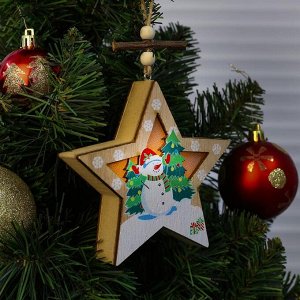 Декор с подсветкой «Снеговик со звездой»