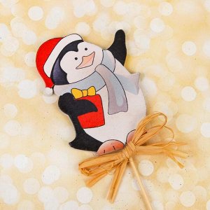 Декор на палочке «Новогодний пингвин»
