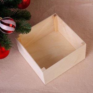 Коробка подарочная "Новогодняя, с подарками", натуральная, 20-20-10 см