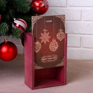 Коробка подарочная "Новогодние игрушки", бордовая, 20-14-8 см