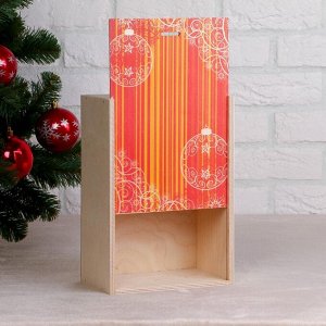 Коробка подарочная "Новогодняя, с шариками", натуральная, 20-30-12 см