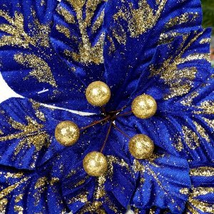 Декор "Зимний цветок" 19*19 см синий с золотом