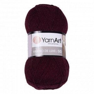 Пряжа YarnArt Merino De Luxe/50 50% шерсть/50% акрил, 100гр №577 Вишня