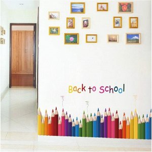 Наклейка "Карандаши" виниловая самоклеящаяся с надписью "Back to school"