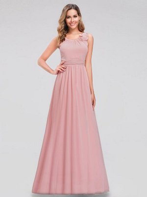 Нежное длинное розовое платье из шифона. 