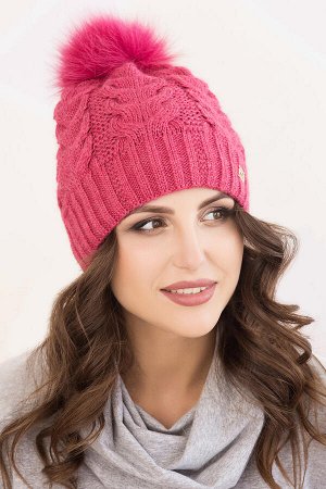 Женская шапка Анжелика с помпоном, Розовый
