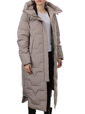 H268 DK. BEIGE Пальто зимнее женское (170 гр. холлофайбер)