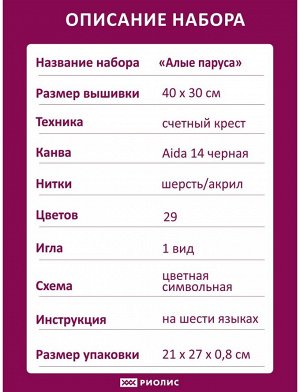 Набор для вышивания Риолис 2208 Алые паруса, 40*30 см