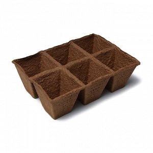 Кассета для рассады, 28x20x9 см, 6 ячеек по 400 мл, 8x8 см, торф, набор 3 шт., «Умный огород»