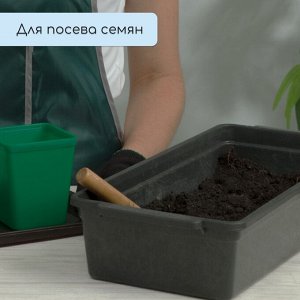 Ящик для рассады, 45 x 20 x 10 см, с ручками, 6 л, пластик, чёрный