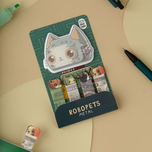 Флажки-закладки и самоклеящиеся блоки в наборе MESHU ""Robopets metal"", 20л., европодвес