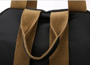 Сумка-рюкзак из нейлона однотонный вместительный непромокаемый, черный/хаки