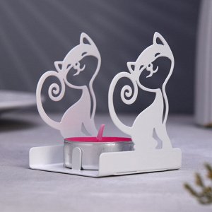 Подсвечник "Кошечка"  6,5х5,5х7см, белый
