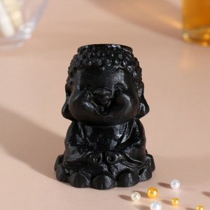 Подсвечник "Будда"  высота 7 см, d-2,4 см черный