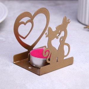 Подсвечник "Любовь и котята" 6,5х5,5х7см, золотой