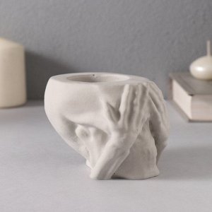 Подсвечник "Череп Прятки" 7*10см т.серый