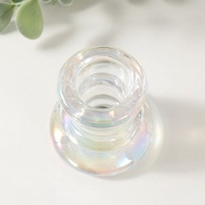 Подсвечник стекло на 1 свечу "Лучано" d=2,2 см прозрачный голография 5,5х5,2х5,3 см