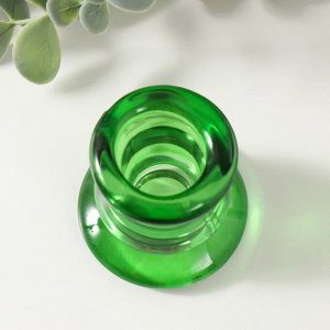 Подсвечник стекло на 1 свечу "Лучано" d=2,2 см прозрачный зелёный 5,5х5,2х5,3 см