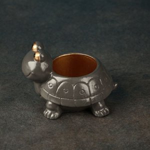 Подсвечник "Черепаха" серый, 8см