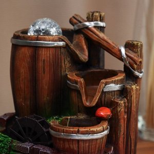 Фонтан настольный «Бочки за каменной стеной», 20x16 см, с подсветкой
