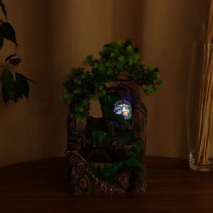 Фонтан настольный «Каменная лестница под деревом», 29x16 см, с подсветкой
