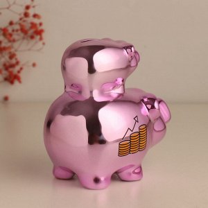 Копилка керамика "Свинки - Финансовая пирамида" розовая 12,5х8х14 см
