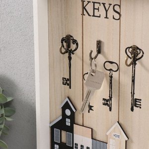 Настенные крючки декоративные «Ключи и домики», дерево, 20?30 см