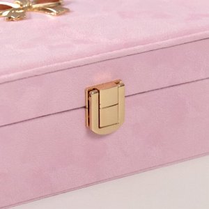 Шкатулка текстиль для украшений "Бант" нежно-розовый 22х14,5х7 см