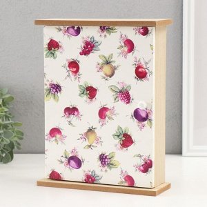 Ключница настенная «Фрукты и ягоды», дерево, 6 крючков, 20x6.4x26 см