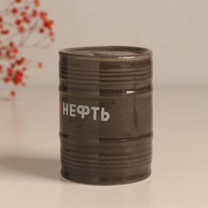 Копилка керамика "Я ?нефть. Стратегический запас" чёрная 6,5х6,5х9 см