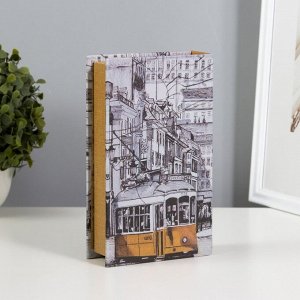 Сейф-книга дерево, кожзам "Жёлтый трамвайчик" 21х13х5 см