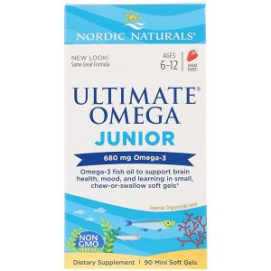 Nordic Naturals, Ultimate Omega, Junior, 680 мг, 90 жеательных таблеток в мягкой оболочке